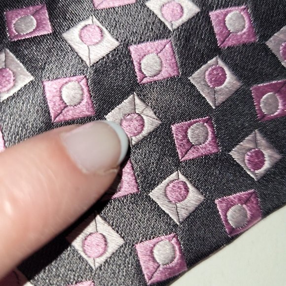 Seta Zone Necktie Men Silk Textured Geometric Print Handmade China - Picture 7 of 11